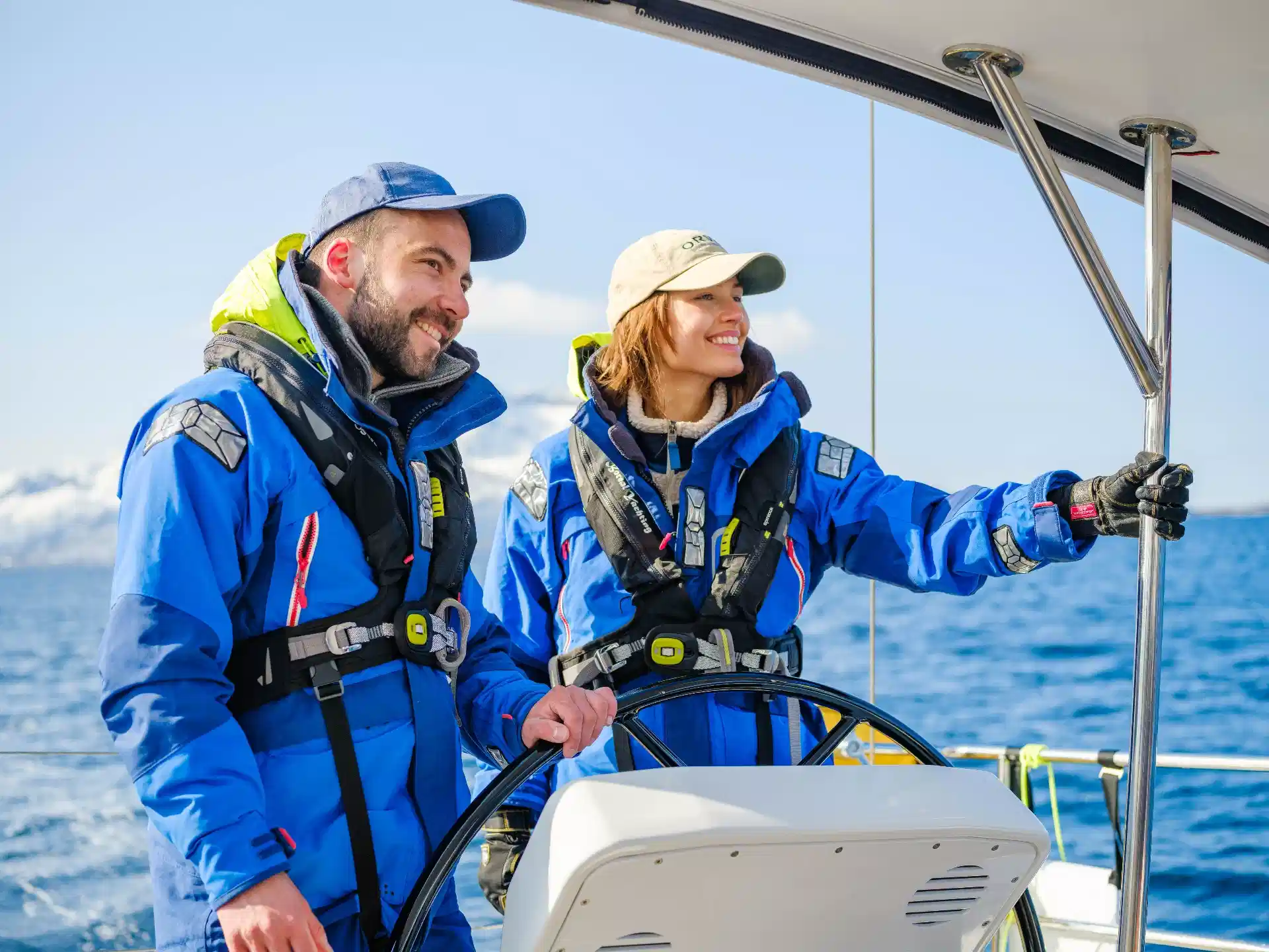 Sailing yacht under way on open water off the coast of Northern Norway